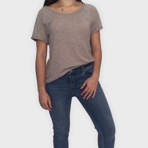 4/$25 Beige colored striped t shirt